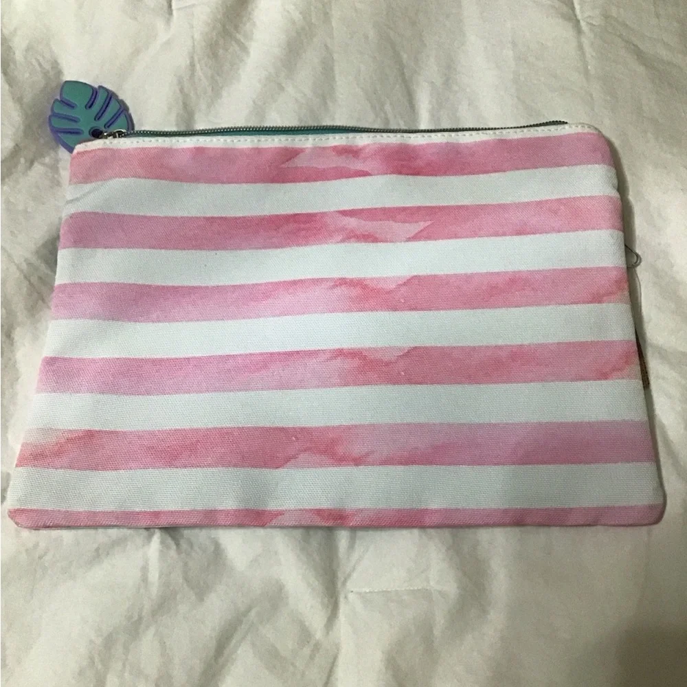 Striped Pouch with Tropical Design